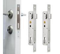 Rebanky 2 Pcs Boitier Serrure 85 x 30, Inox, Serrure Cadre Tubulaire | Boitier de Sserrure Encastrable avec Cylindre et Gâche pour Jardin et Garage Montage Gauche ou Droite Selon L'installation