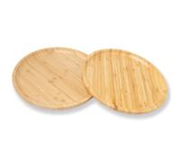 Rebanky 2 Plateaux de Service Ronds en Bambou, 25 cm, Table et Desserts | Plat Rond Bambou Pour Table Basse, Charcuterie, Fromages, Desserts et Présentation Décorative à la Maison ou Lors D'événement