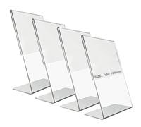 Rebanky 4 Pièces Presentoir A6 en Plastique Transparent Présentoirs de Table Incliné Support Plexiglass A6 Porte Affiche Plexi pour Menu,Dépliant,Publicité,Fiches de Bureau,Flyer,10x15 cm