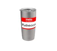 Rebecca, badge avec inscription « Hello My Name is » Gobelet isotherme en acier inoxydable double paroi