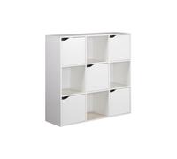 Rebecca Mobili Bibliothèque Carrée, Étagère de Sol, Blanc, Aggloméré, avec 9 Cubes de Rangement, pour Salon Bureau - Dimensions HxLxP: 90 x 90 x 30 cm - Art. RE7120