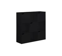 Rebecca Mobili Bibliothèque de Sol, Meuble Étagère de Rangement, Noir, Aggloméré, avec 9 Compartiments, Compact, avec Antibasculement - Dimensions HxLxP: 90 x 90 x 30 cm - Art. RE7121
