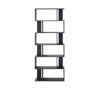 Rebecca Mobili Bibliothèque, Meuble De Rangement Noir, 6 Etageres, Organisateur Livres CD, Style Contemporain - 190 x 60 x 24 cm (H x L x P) - Art. RE6022