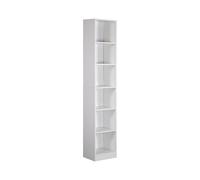 Rebecca Mobili Bibliothèque Verticale, Étagère de Rangement, Blanc, Aggloméré, avec 6 Étagères, avec Antibasculement, Gain de Place - Dimensions HxLxP: 200 x 40 x 29,5 cm - Art. RE7116