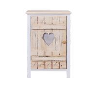 Rebecca Mobili Buffet Cuisine, Armoire de Rangement 1 Porte Salle de Bain, Bois de Paulownia, Blanc Marron, Style Shabby - Dimensions: 57 x 40 x 30,5 cm (HxLxL) - Art. RE4352