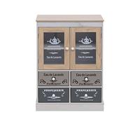 Rebecca Mobili Buffet Shabby, Armoire de Cuisine autoportante, Panneau de Particules en PVC mélangé, Blanc Beige Gris, 2 Portes, 4 tiroirs - Dimensions : 81 x 58 x 30 cm (HxLxP) - Art. RE6740