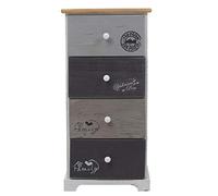 Rebecca Mobili Chiffonnier 4 Tiroirs, Commode Vintage, pour Chambre Salle de Bain, Bois de Paulownia, Blanc Gris - Dimensions: 72 x 35 x 27 cm (HxLxL) - Art. RE4333