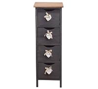Rebecca Mobili Chiffonnier Table de Nuit 4 Tiroirs Bois Gris Retrò Vintage Bain Chambre à Coucher Salon - 71 x 25 x 25 cm (H x L x P) - Art. RE4560