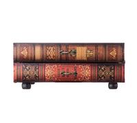 Rebecca Mobili Coffre-Fort Livre Etui de Rangement 2 Tiroirs Bois Vintage Marron Bijoux Gestionnaire - 13 x 30 x 21 cm (H x L x P) -Art. RE6276