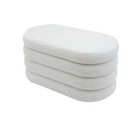 Rebecca Mobili Coffre-Pouf, Pouf Ovale Long, Blanc, Tissu Polyester MDF, avec Compartiment de Rangement, pour Salon Chambre à Coucher - Dimensions HxLxP: 38 x 76 x 38 cm - Art. RE7054