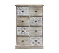 Rebecca Mobili Commode 8 Tiroirs, Armoire Salle de Bain Shabby, Bois, Blanc Beige, Entrée Salle de Bain - Dimensions: 80,5 x 53,5 x 25 cm (HxLxP) - Art. RE6537