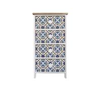 Rebecca Mobili, Commode Armoire de Salle de Bain 4 tiroirs, Bois Blanc Bleu Clair, Style Moderne, pour entrée de Salle de Bain - Dimensions: 76 x 40 x 30 cm (HxLxP) - Art. RE6499