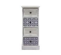 Rebecca Mobili Commode Assemblée, Table de Chevet Étroite Bois MDF, Blanc Gris, 4 Tiroirs, Vintage, Entrée Salle De Bain - Mesures : 76 x 30 x 25 cm (H x L x P) - Art. RE6604