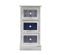 Rebecca Mobili Commode Espace Reduit, Table de Nuit 3 Tiroirs, Bois, Blanc Gris Bleu, Vintage Design, Deco pour Maison Chambre a Coucher Salon - Dimensions: 59,5 x 30 x 25 cm (HxLxL) - Art. RE6081