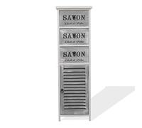 Rebecca Mobili Commode Haute, Petit Armoire Salle de Bain Cuisine, Blanc, Design Shabby, avec 3 Tiroirs et 1 Porte, Decor Maison - Dimensions: 102 x 32 x 27 cm (HxLxL) - Art. RE6089