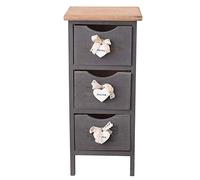 Rebecca Mobili Commode Montee, Chiffonnier Gris, 3 Tiroirs, Style Shabby, pour Chambre Salle de Bain, Bois de Paulownia - Dimensions: 56 x 25 x 25 cm (HxLxL) - Art. RE4559