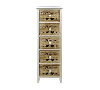 Rebecca Mobili Commode Organisateur, Style scandinave, Blanc Marron, Bois, 5 tiroirs, Entrée Salon - Dimensions: 91 x 26 x 30 cm (HxLxP) - Art. RE6490