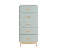 Rebecca Mobili Commode pour Enfants, Commode Gain de Place, Vert Eau Marron, Pin MDF, Style Scandinave, pour Chambre Montessori - Dimensions HxLxP: 115 x 50 x 40 cm - Art. RE6982