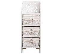 Rebecca Mobili Commode Shabby, Armoire de Rangement 3 Tiroirs Osier, Bois de Pin, Blanc Gris, Chambre Entree - Dimensions: 78 x 28,5 x 22 cm (HxLxL) - Art. RE4296