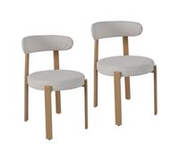 Rebecca Mobili Eidan - Lot de 2 Chaises, pour Salon et Salle à Manger | Beige, en polyester et acier, style moderne, partiellement monté - Dimensions (H x l x P) : 80 x 51 x 55 cm - Art. RE7342