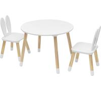 Rebecca Mobili Ensemble table d'enfant et 2 chaises en MDF blanc