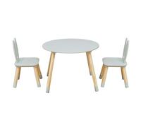 Rebecca Mobili Table et 2 chaises pour enfants Milicia 44x60x60 MDF pin Aqua vert marron SET 3 pièces