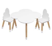 Rebecca Mobili Ensemble Table et Chaises pour Enfants, Chaises et Table pour Chambre d'enfant Brun Clair Blanc, MDF, Style Nordique - Taille : 44 x 60 x 60 cm / 50 x 25 x 25 cm - Art. RE6733