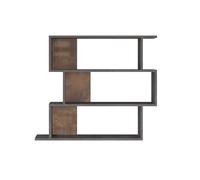 Rebecca Mobili Étagère pour livres, petite bibliothèque murale, gris effet béton, aggloméré, avec 4 étagères et 8 compartiments, pour salon moderne, dimensions HxLxP : 88 x 104 x 27 cm - Art. RE7224