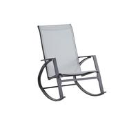 Rebecca Mobili Fauteuil à Bascule, Chaise Bascule de Jardin, Gris Clair Anthracite, Acier Polyester, Style Moderne, pour Extérieur ou Maison - Dimensions HxLxP : 94 x 104 x 60 cm - Art. RE7190