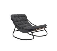 Rebecca Mobili Fauteuil à Bascule d'Extérieur, Chaise Relax Moderne, Gris, Acier Polyester, pour Jardin Véranda, avec Coussin Rembourré - Dimensions HxLxP: 74 x 78 x 101 cm - Art. RE7179