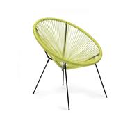 Rebecca Mobili Fauteuil de Jardin, Chaise avec Assise Ovale, Jaune Noir, Acier PE, Design Rétro, Effet Rotin, pour Extérieur Intérieur - Dimensions HxLxP : 80 x 70 x 76 cm - Art. RE7159