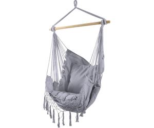 Rebecca Mobili Fauteuil suspendu avec coussins rembourrés en coton, gris