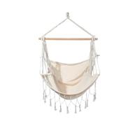 Rebecca Mobili Fauteuil Suspendu, Chaise Balançoire, Beige, Toile Poly-Coton, pour Jardin Véranda Salon, Robuste, Kit de Fixation Inclus - Dimensions HxLxP: 130 x 90 x 130 cm - Art. RE6696