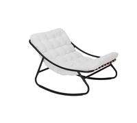 Rebecca Mobili Grand Fauteuil à Bascule, Chaise Relax d'Extérieur, Gris Blanc, Acier Polyester, pour Intérieur ou Extérieur, Coussin Rembourré Haut - Dimensions HxLxP: 74 x 78 x 101 cm - Art. RE7180