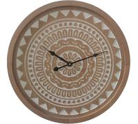 Rebecca Mobili : grande horloge murale de style ethnique en MDF, couleur marron