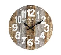 Rebecca Mobili Horloge Murale Horloge Décorative Industrielle Bois MDF Cuisine Salon Analogique - Ø 34 cm x P 4 cm (H x L x P) - Art. RE6145