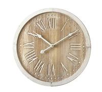 Rebecca Mobili Horloge Murale, Horloges Design, Style Rétro, Blanc Marron Clair, Bois MDF, Chiffres Romains, pour Idée Cadeau - Dimensions: 40 x 40 x 4,5 Cm (HxLxP) - Art. RE6463