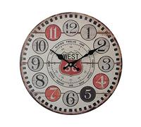 Rebecca Mobili Horloge Murale Industrielle, Horloge Décorative, Noir Brun Rouge, MDF, pour Cuisine Salon - Diamètre 33,8 cm x P 4 cm - Art. RE6804