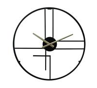 Rebecca Mobili Horloge Murale Moderne, Grande Horloge Murale, Métal, Noir Jaune, Mobilier De Bureau Salon - Diamètre 50 cm x P 4,5 cm - Art. RE6783