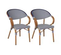 Chaises de jardin empilables Mobili Rebecca Camellia 84x57x57 Aluminium PVC, PET Bleu Blanc Classique Lot de 2