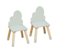 Rebecca Mobili Lot de 2 chaises pour enfants, chaises de chambre, MDF pin, vert d'eau marron, robustes, pour jardin d'enfants, dimensions HxLxP : 50 x 25 x 25 cm - Art. RE7016