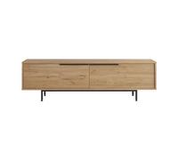Rebecca Mobili Meuble bas pour télévision, buffet bas long, couleur chêne gris foncé, aggloméré fer, avec 2 portes, pour salon moderne, dimensions HxLxP : 45 x 160 x 35,5 cm - Art. RE7081