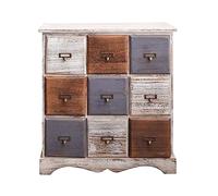 Rebecca Mobili Meuble de Rangement 9 Tiroirs, Caisson Blanc, Bois, Shabby Chic, Chambre a Coucher Salon - Dimensions: 63 x 60 x 23 cm (HxLxL) - Art. RE4077