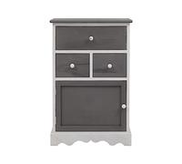 Rebecca Mobili Meuble de Rangement Blanc et Gris, Armoire avec 3 Tiroirs, Bois de Paulownia, Style Vintage, Meuble Cuisine Salle de Bain Entree - Dimensions: 72 x 47 x 30 cm (HxLxL) - Art. RE4327