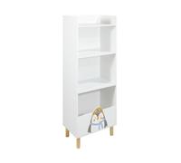Rebecca Mobili Nanu - Bibliothèque Enfant, avec 4 Étagères | Blanc, en MDF et Pin, style Moderne, à Monter - Dimensions HxLxP : 118 x 47 x 30 cm - Art. RE7360