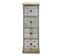 Rebecca Mobili Petite Commode, Organiseur Étroit 4 Tiroirs, Bois Beige Blanc, Style Vintage, Ameublement - Dimensions: 80,5 x 29 x 25 cm (HxLxP) - Art. RE6536