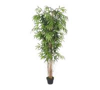 Rebecca Mobili Plante Artificielle de Bambou avec Pot, Vert Marron, Polyester Bois de Bambou, Réaliste, pour Intérieur Extérieur - Dimensions HxLxP: 180 x 50 x 50 cm - Art. RE7035