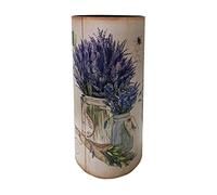 Rebecca Mobili Porte-Parapluie Design, Porte-bâton Décoratif, Toile MDF, Beige Shabby, Rond, avec Plateau-Gouttes - Dimensions: 54 x 23 x 23 cm (HxLxP) - Art. RE6477