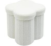 Rebecca Mobili Pouf de Rangement Nuage Blanc Tissu Polyester et MDF Pliable avec Couvercle 40x40x40 cm