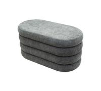 Rebecca Mobili Pouf Long Coffre, Pouf Banc de Rangement, Gris, Tissu Polyester MDF, Rembourré, Ovale, avec Couvercle - Dimensions HxLxP: 38 x 76 x 38 cm - Art. RE7057